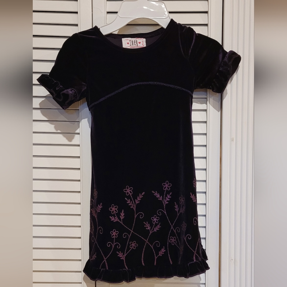 Y2k Zoey Girls Purple Velvet Dress